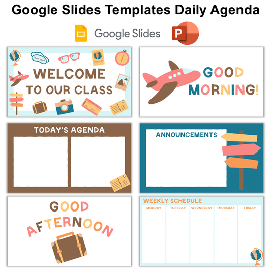 Google Slides Templates Daily Agenda - Travel the World | Editable