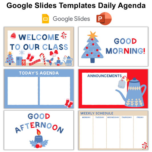 Google Slides Templates Daily Agenda - Blue Winter | Editable