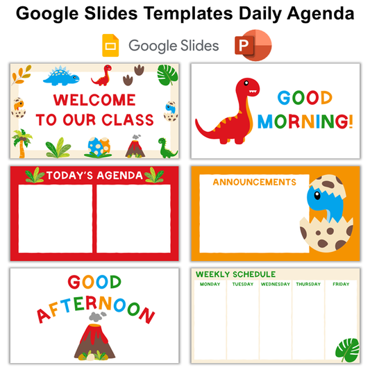 Google Slides Templates Daily Agenda - Cute Dinosaur | Editable
