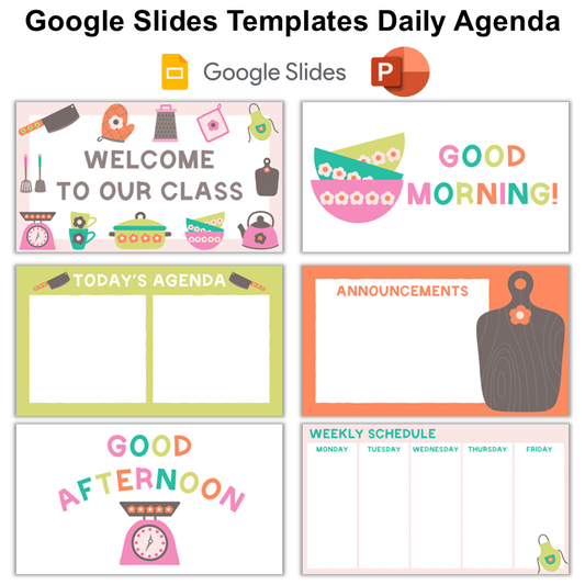 Google Slides Templates Daily Agenda - Kitchen Utensils | Editable