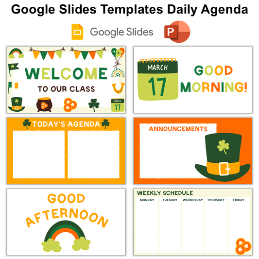 Google Slides Templates Daily Agenda - St. Patrick's Day | Editable