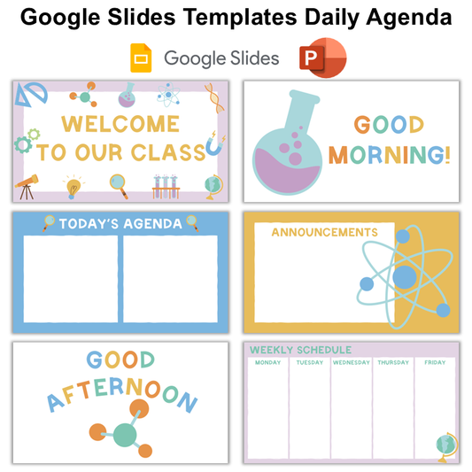 Google Slides Templates Daily Agenda - Pastel Science | Editable