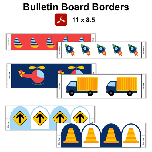 Bulletin Board Borders - Cute Transportation