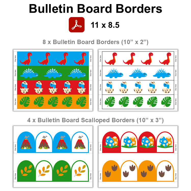 Bulletin Board Borders - Cute Dinosaur