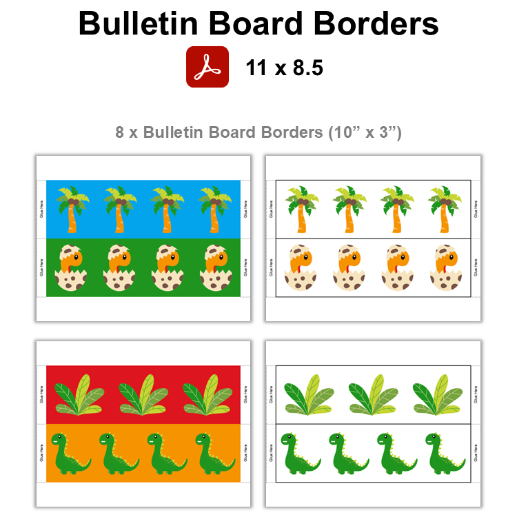 Bulletin Board Borders - Cute Dinosaur