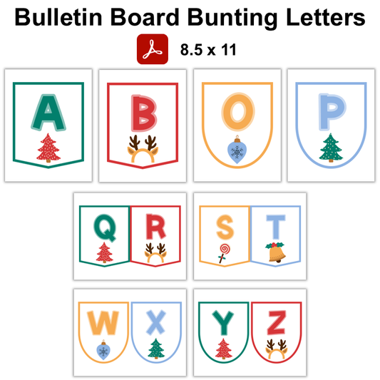 Bulletin Board Bunting Letters  - Bright Christmas