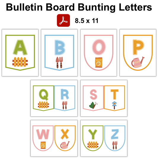 Bulletin Board Bunting Letters  - Spring Garden