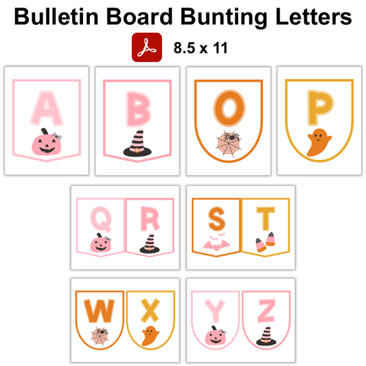 Bulletin Board Bunting Letters  - Pink Halloween