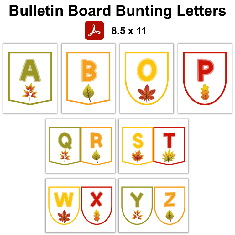 Bulletin Board Bunting Letters  - Autumn Leaves