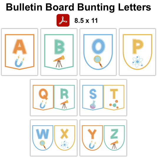 Bulletin Board Bunting Letters  - Pastel Science