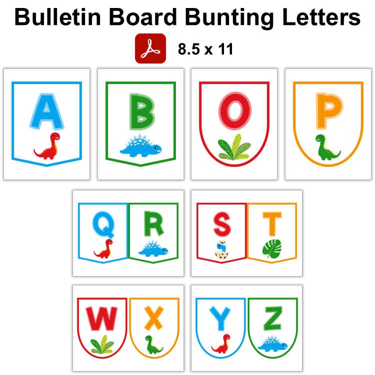 Bulletin Board Bunting Letters  - Cute Dinosaur