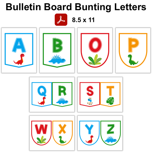 Bulletin Board Bunting Letters  - Cute Dinosaur