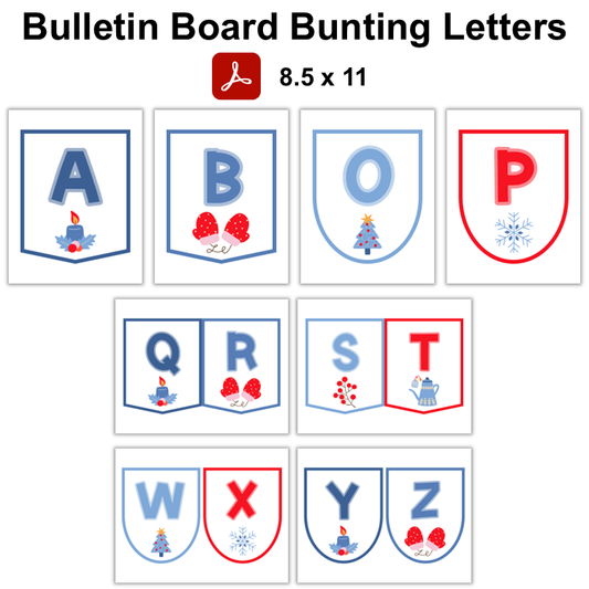 Bulletin Board Bunting Letters  - Blue Winter