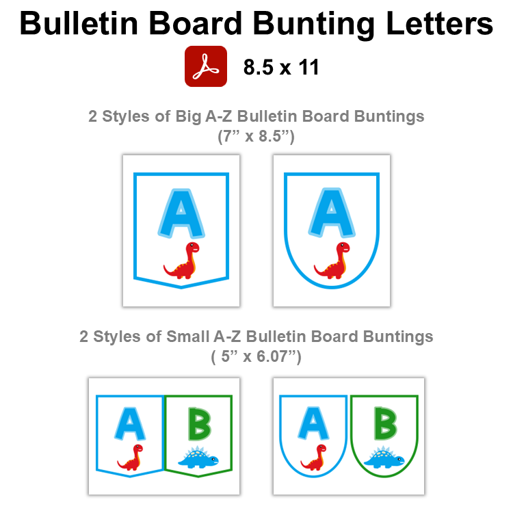 Bulletin Board Bunting Letters  - Cute Dinosaur