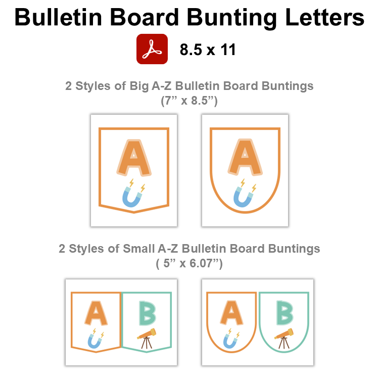 Bulletin Board Bunting Letters  - Pastel Science