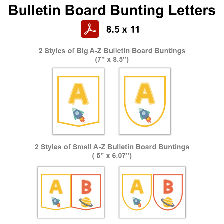 Bulletin Board Bunting Letters  - Space