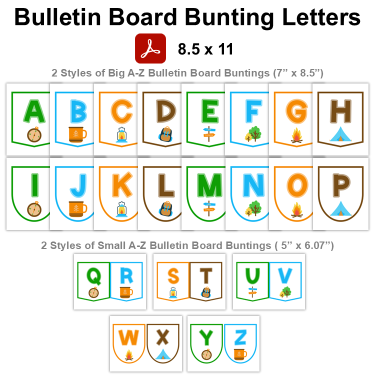 Bulletin Board Bunting Letters  - Camping