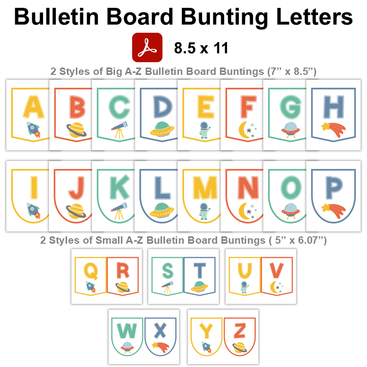 Bulletin Board Bunting Letters  - Space