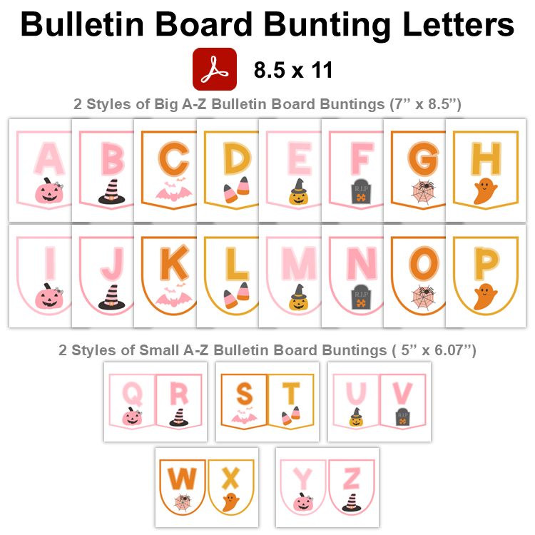 Bulletin Board Bunting Letters  - Pink Halloween