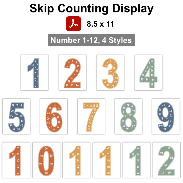 Skip Counting Display - Neutral Rainbow