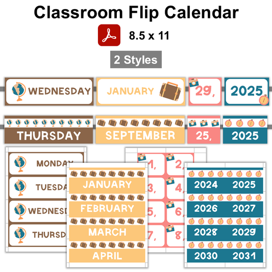 Classroom Flip Calendar - Travel the World