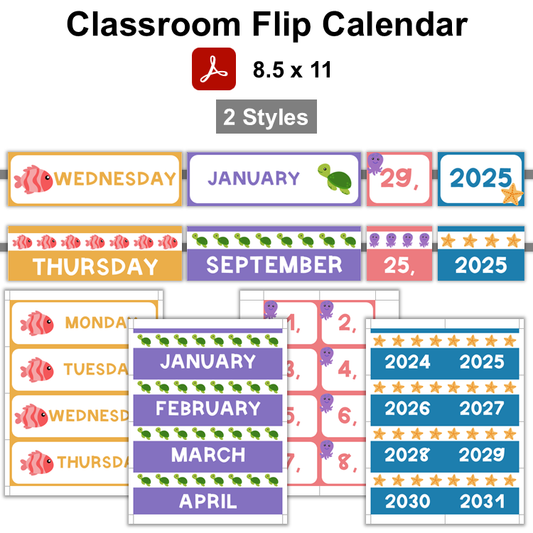 Classroom Flip Calendar - Under the Sea