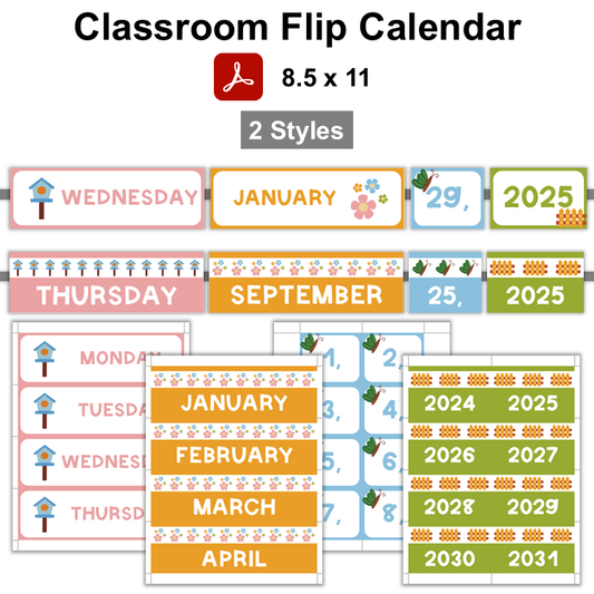 Classroom Flip Calendar - Spring Garden