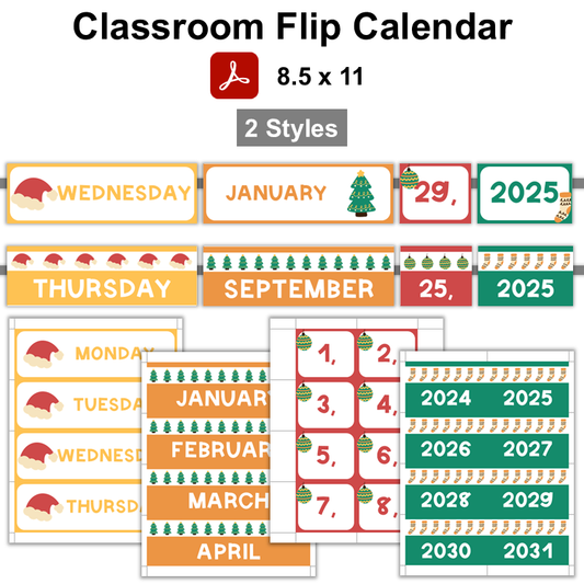 Classroom Flip Calendar - Cute Christmas