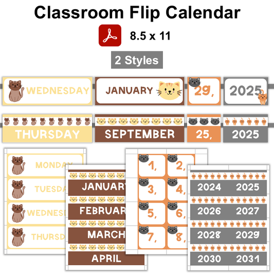Classroom Flip Calendar - Little Cat