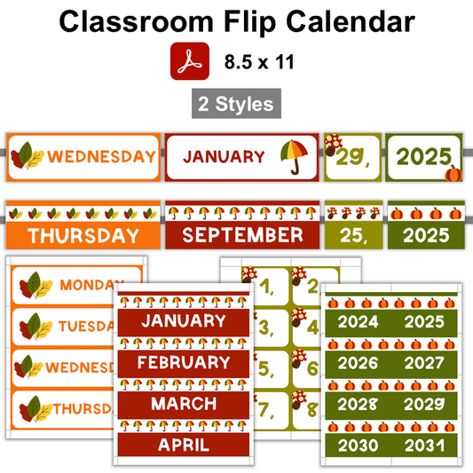 Classroom Flip Calendar - Hello Fall