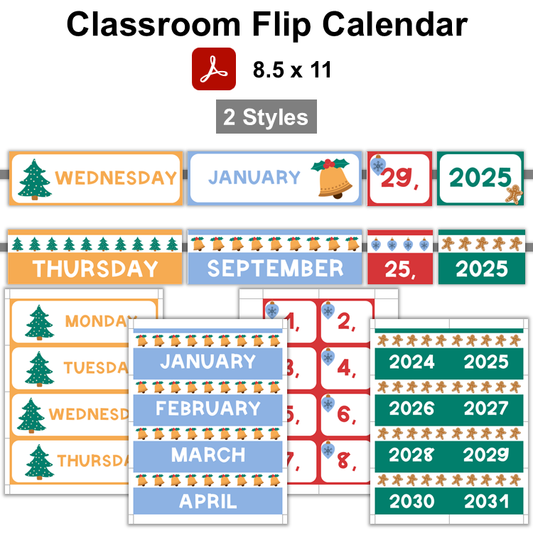 Classroom Flip Calendar - Bright Christmas
