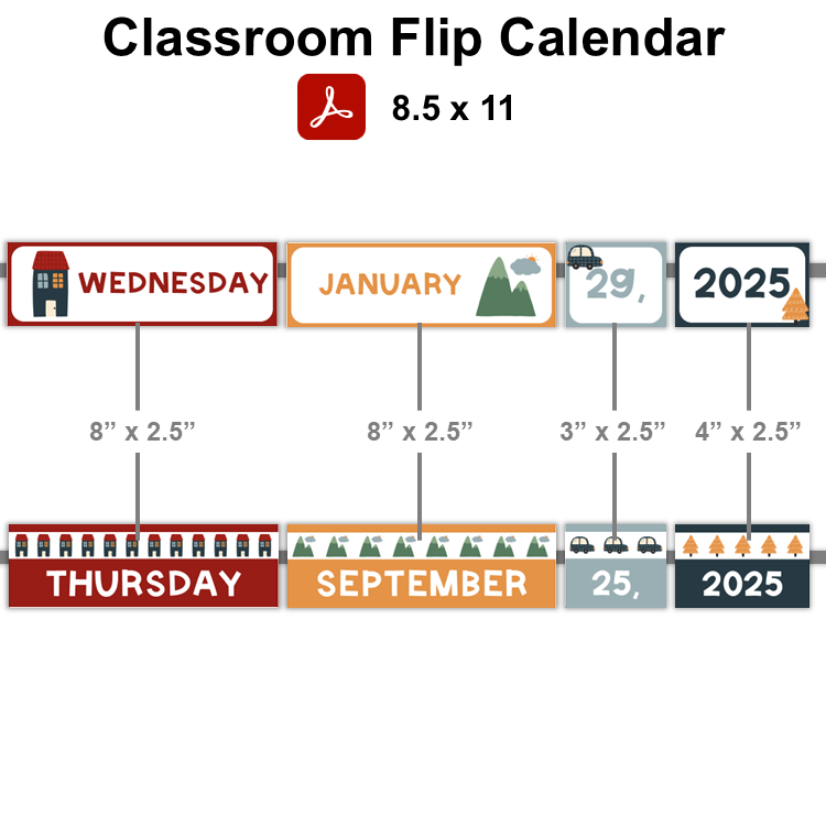 Classroom Flip Calendar - Little Town