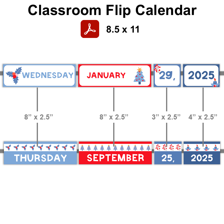 Classroom Flip Calendar - Blue Winter