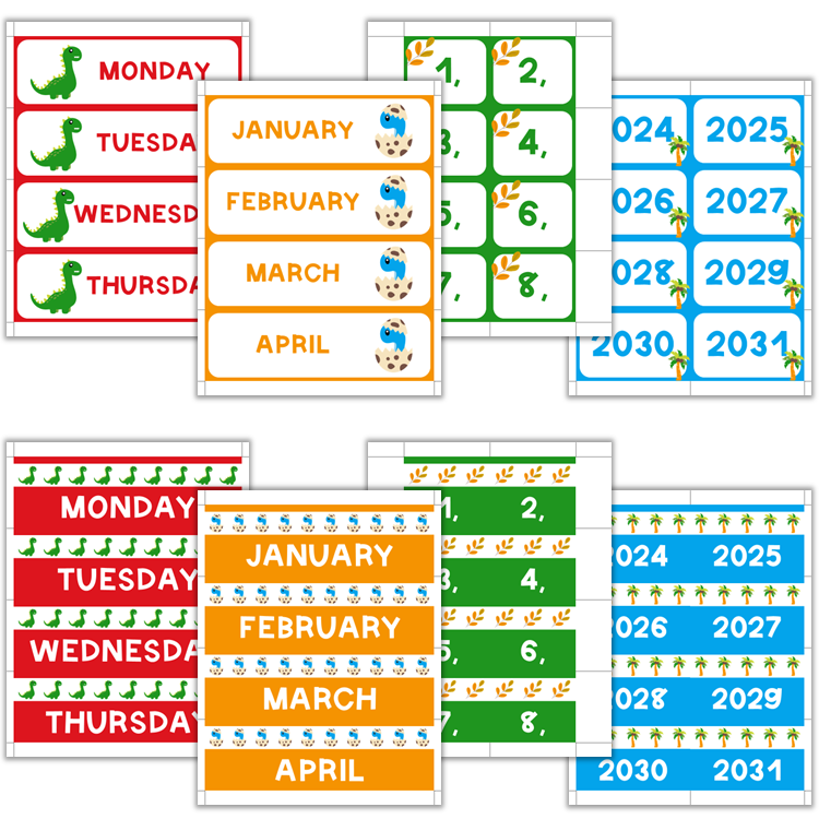 Classroom Flip Calendar - Cute Dinosaur