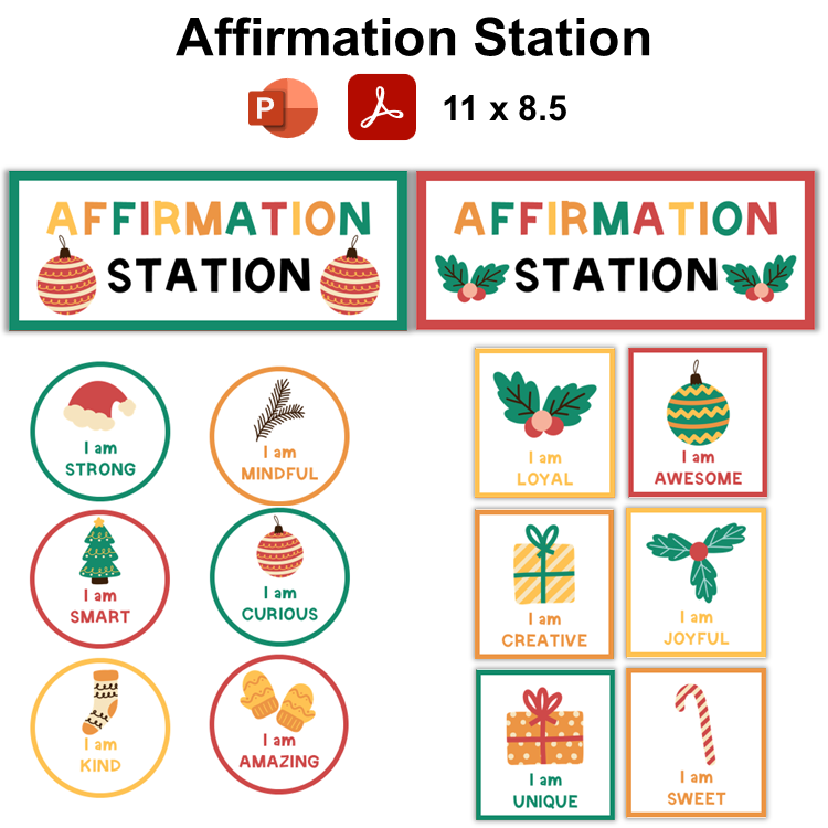 Affirmation Station - Cute Christmas | Editable