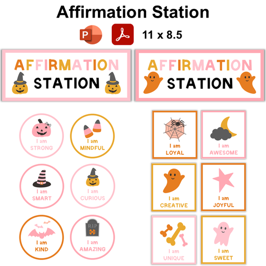 Affirmation Station - Pink Halloween | Editable