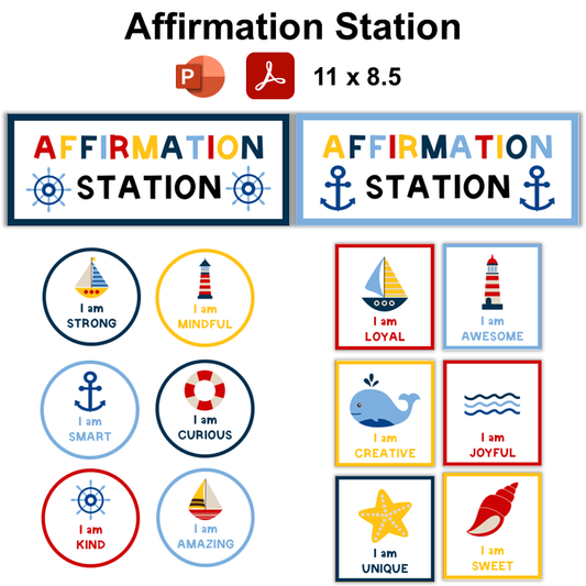Affirmation Station - Nautical | Editable
