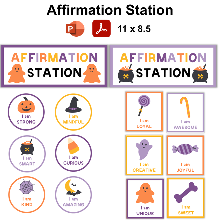 Affirmation Station - Purple Halloween | Editable