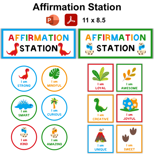 Affirmation Station - Cute Dinosaur | Editable