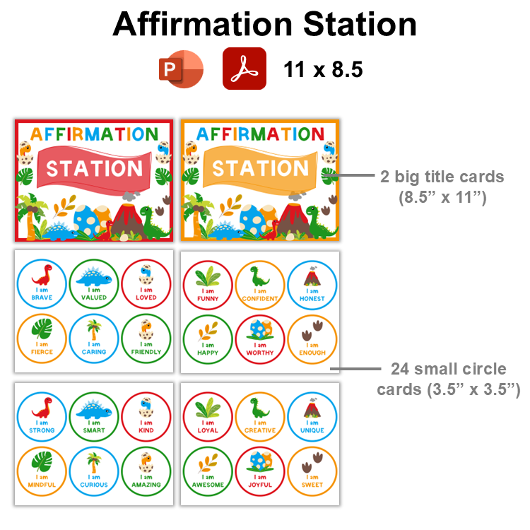 Affirmation Station - Cute Dinosaur | Editable