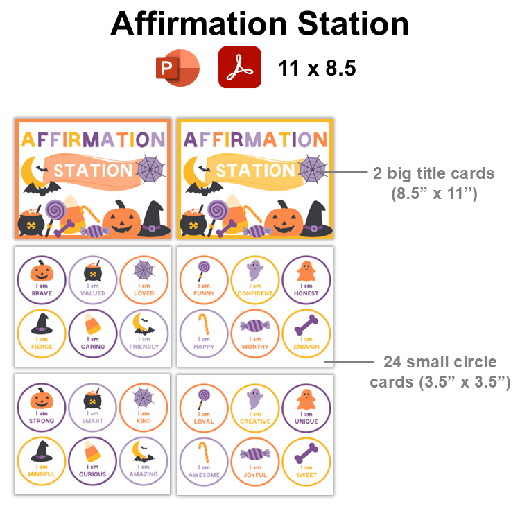 Affirmation Station - Purple Halloween | Editable