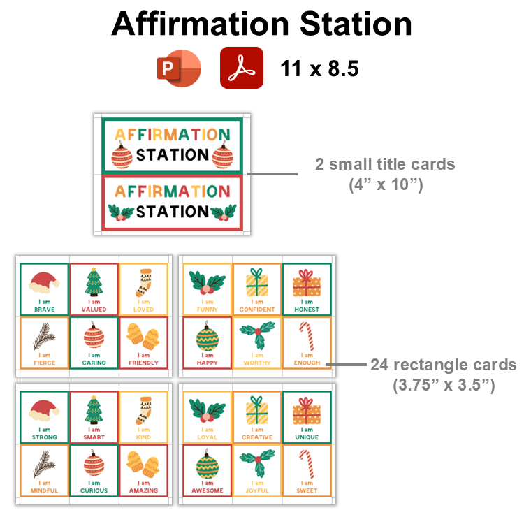 Affirmation Station - Cute Christmas | Editable