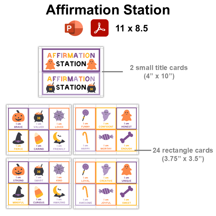 Affirmation Station - Purple Halloween | Editable