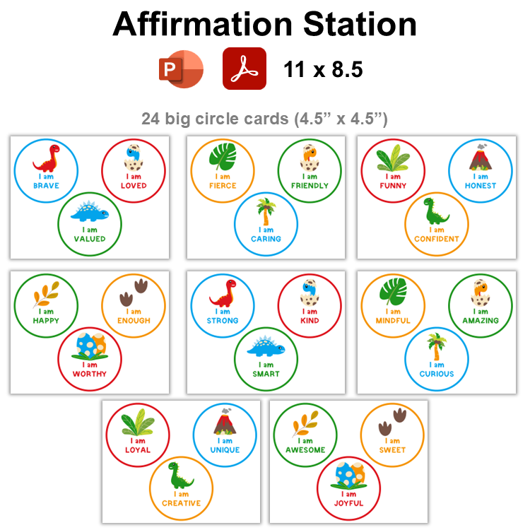Affirmation Station - Cute Dinosaur | Editable