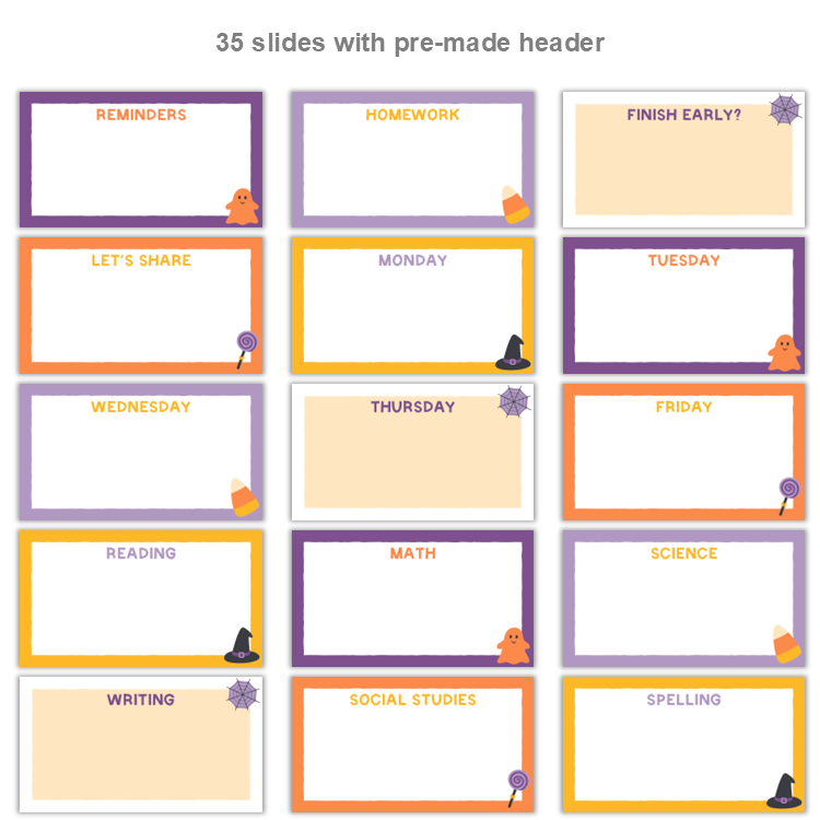 Google Slides Templates Daily Agenda - Purple Halloween | Editable