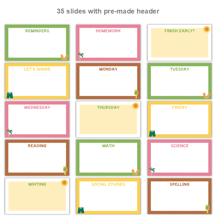 Google Slides Templates Daily Agenda - Hello Summer | Editable