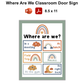 Where Are We Classroom Door Sign - Neutral Rainbow | Editable