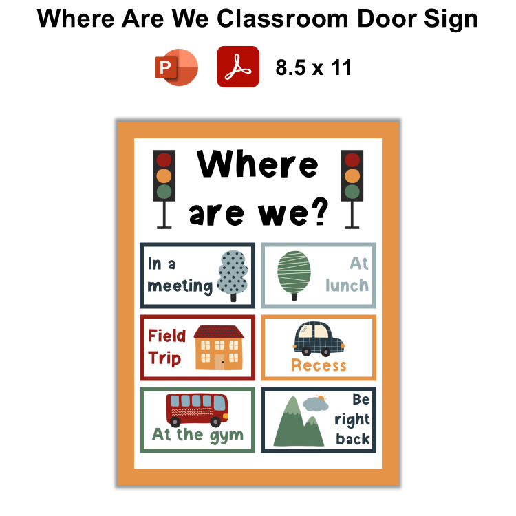 Where Are We Classroom Door Sign - Little Town | Editable