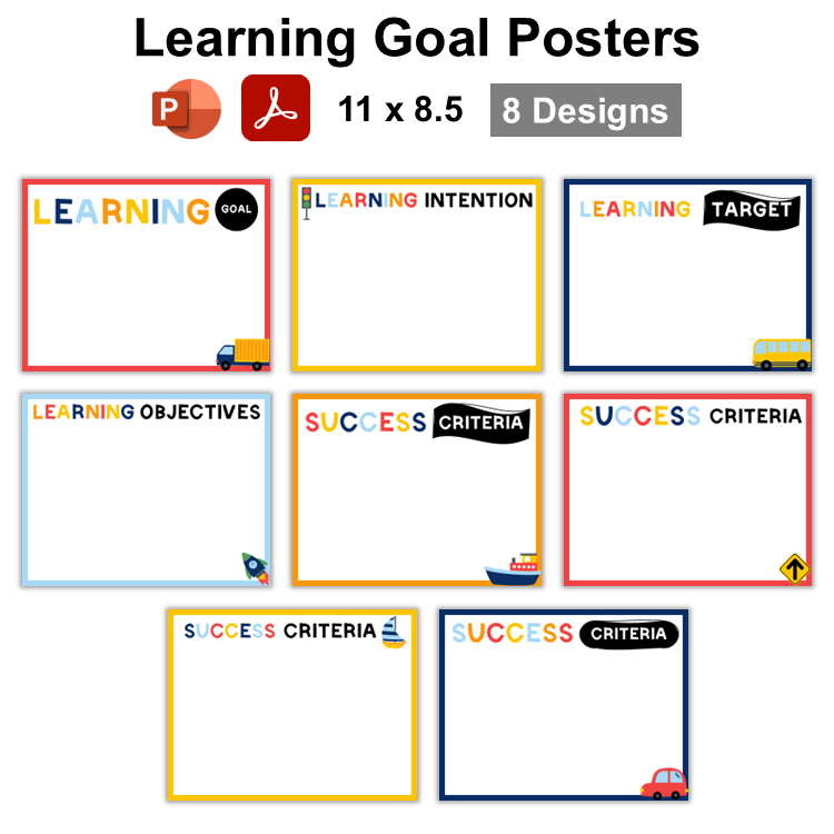 Learning Goal Posters - Cute Transportation | Editable