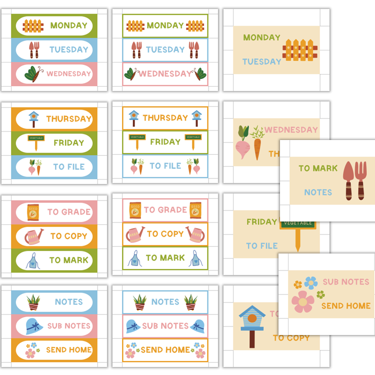 Teacher Trolley Cart Labels - Spring Garden | Editable